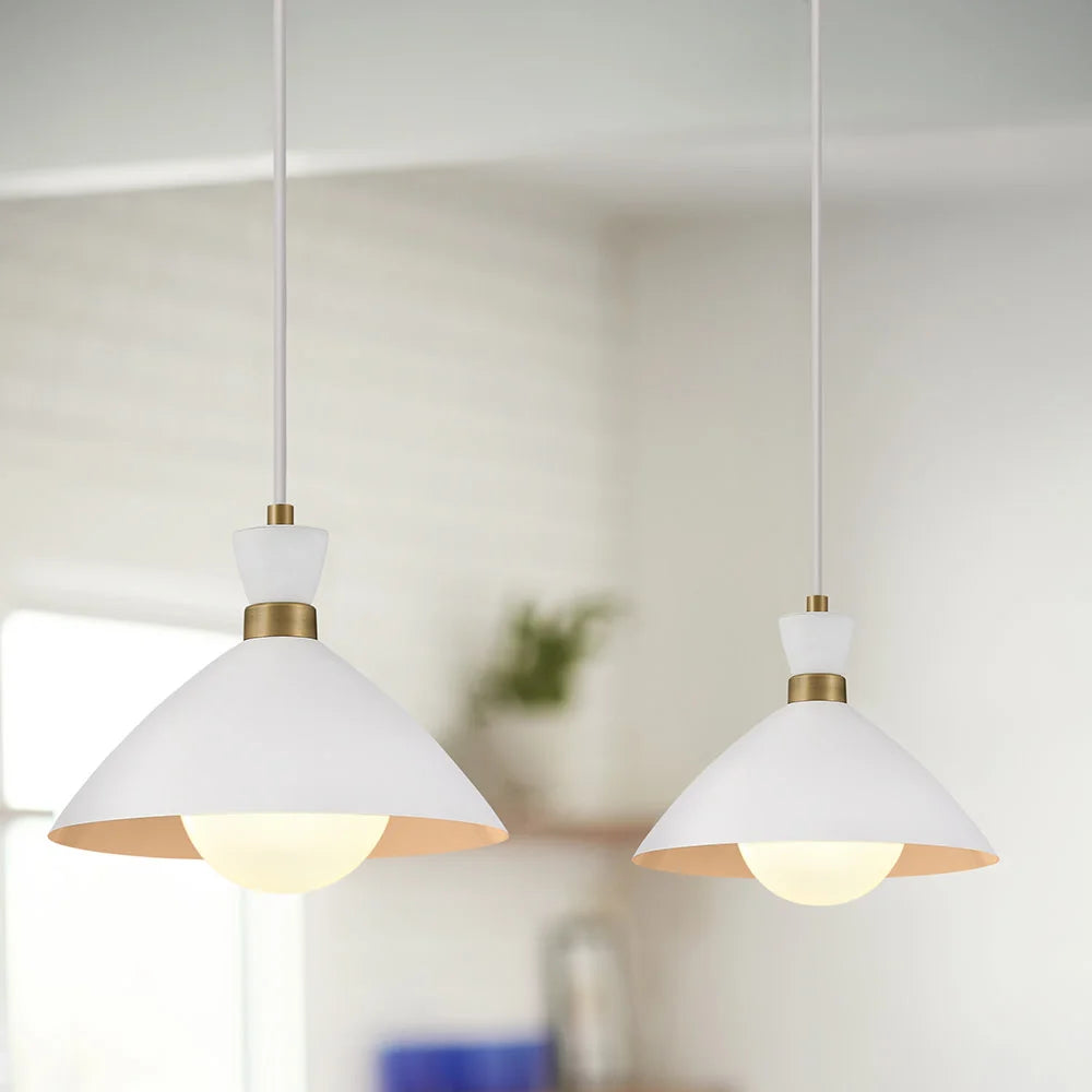 Simon Medium Convertible Pendant Matte White