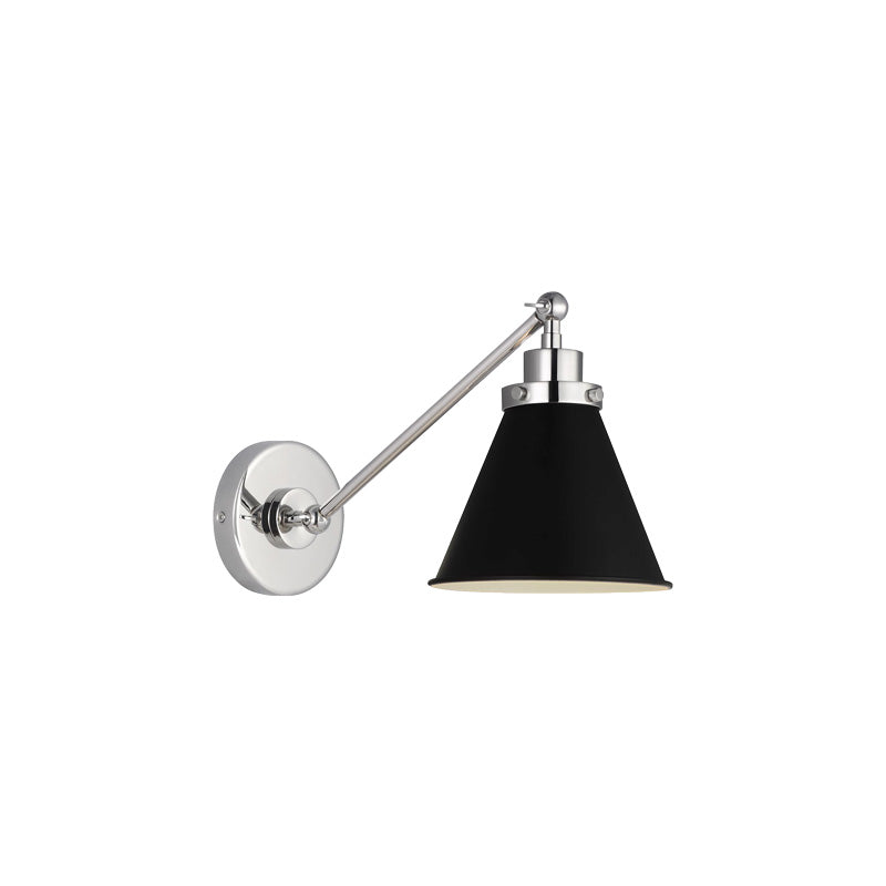 Wellfleet Single Arm Cone Task Sconce Black Nickel