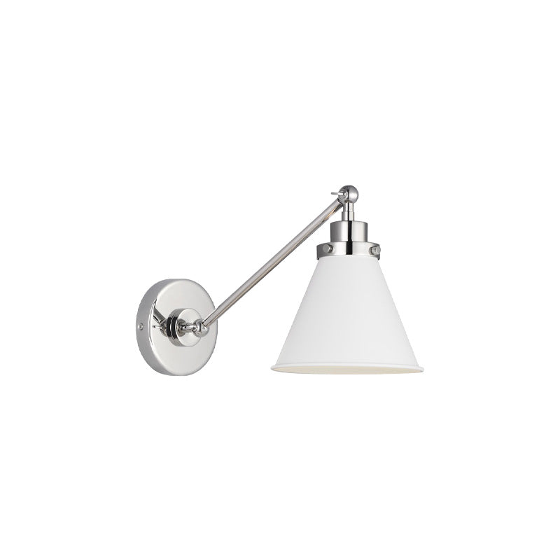 Wellfleet Single Arm Cone Task Sconce White Nickel