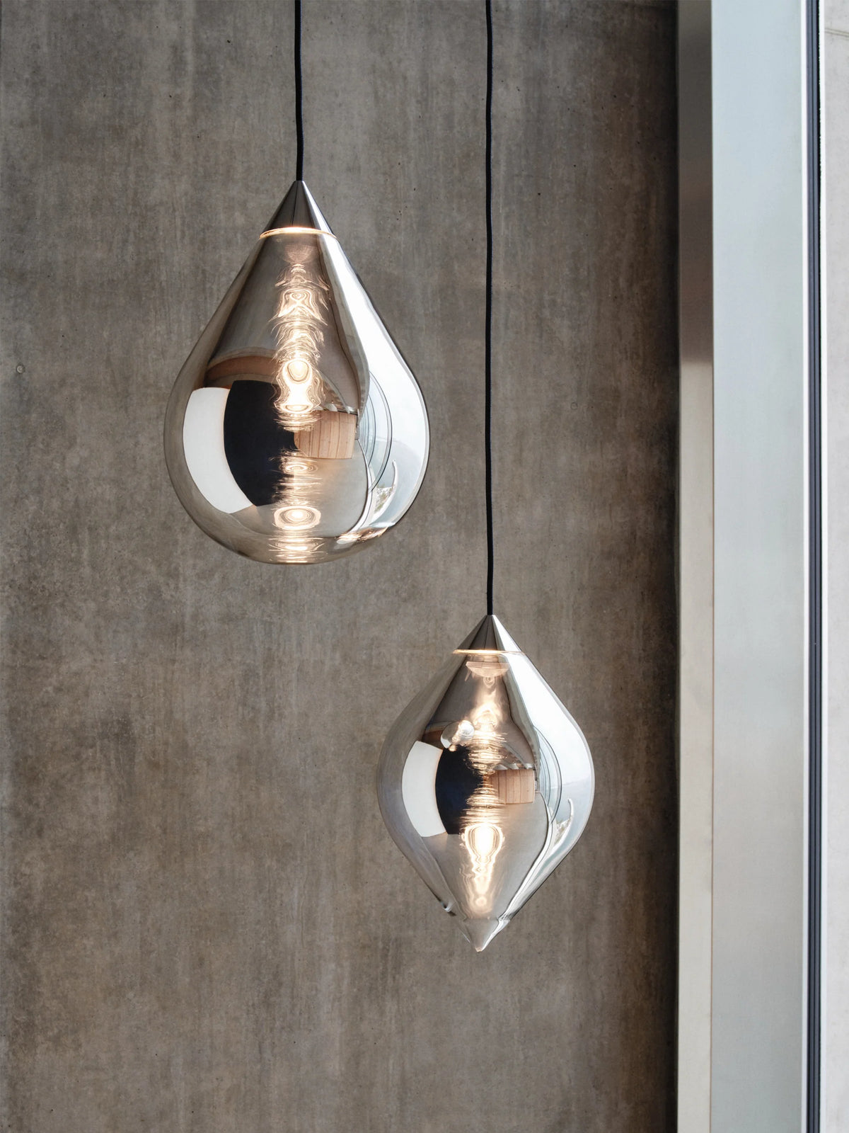 Flare Top Pendant Silver Borosilicate Glass