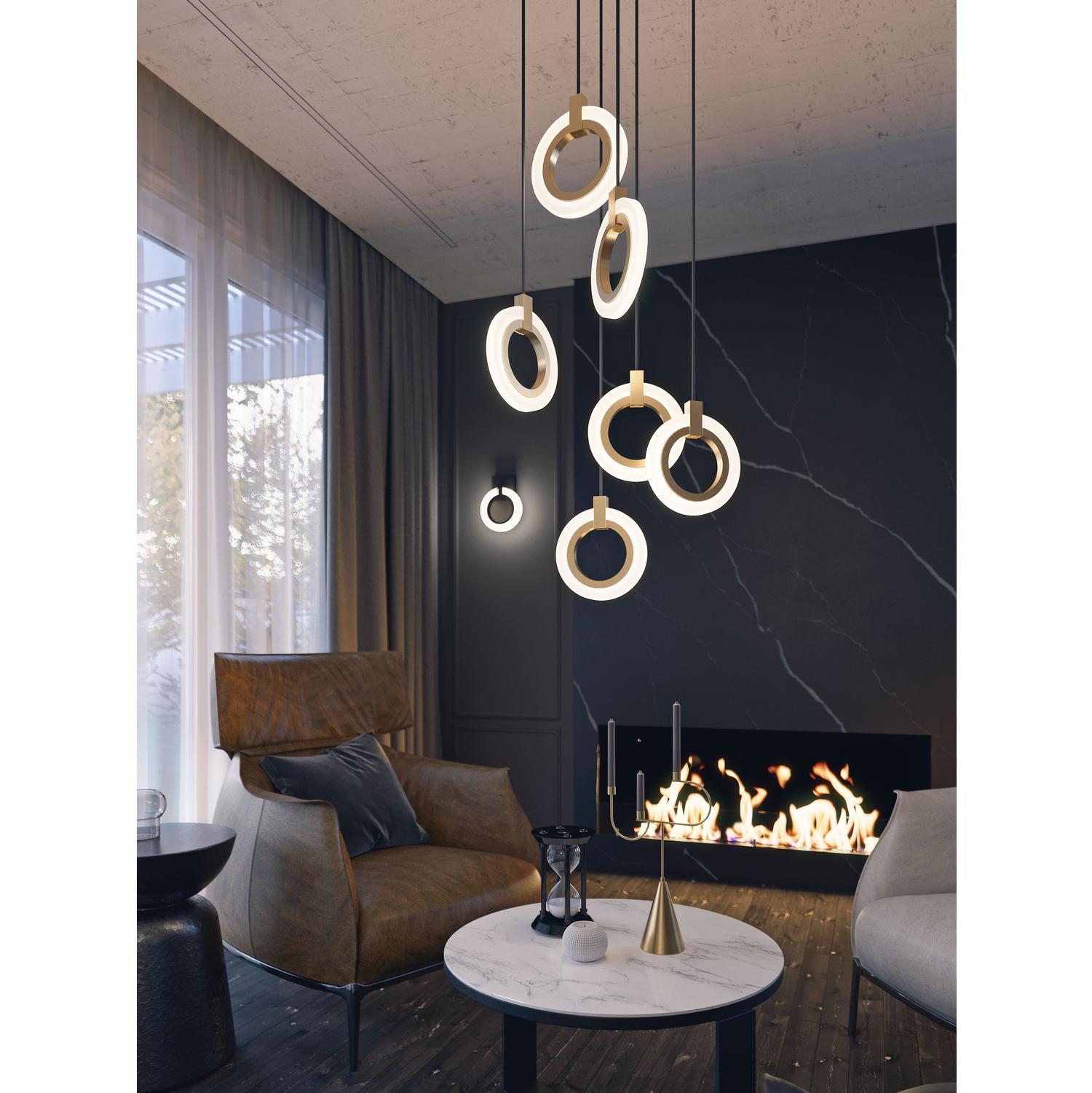 Halo 6 Linear Pendant Brass