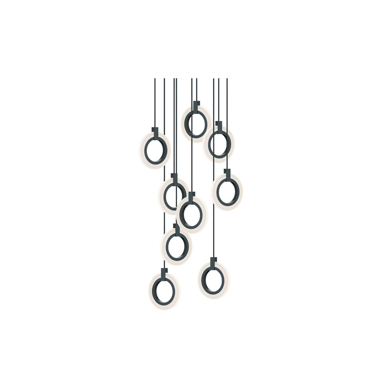 Halo 9 Round Pendant Black