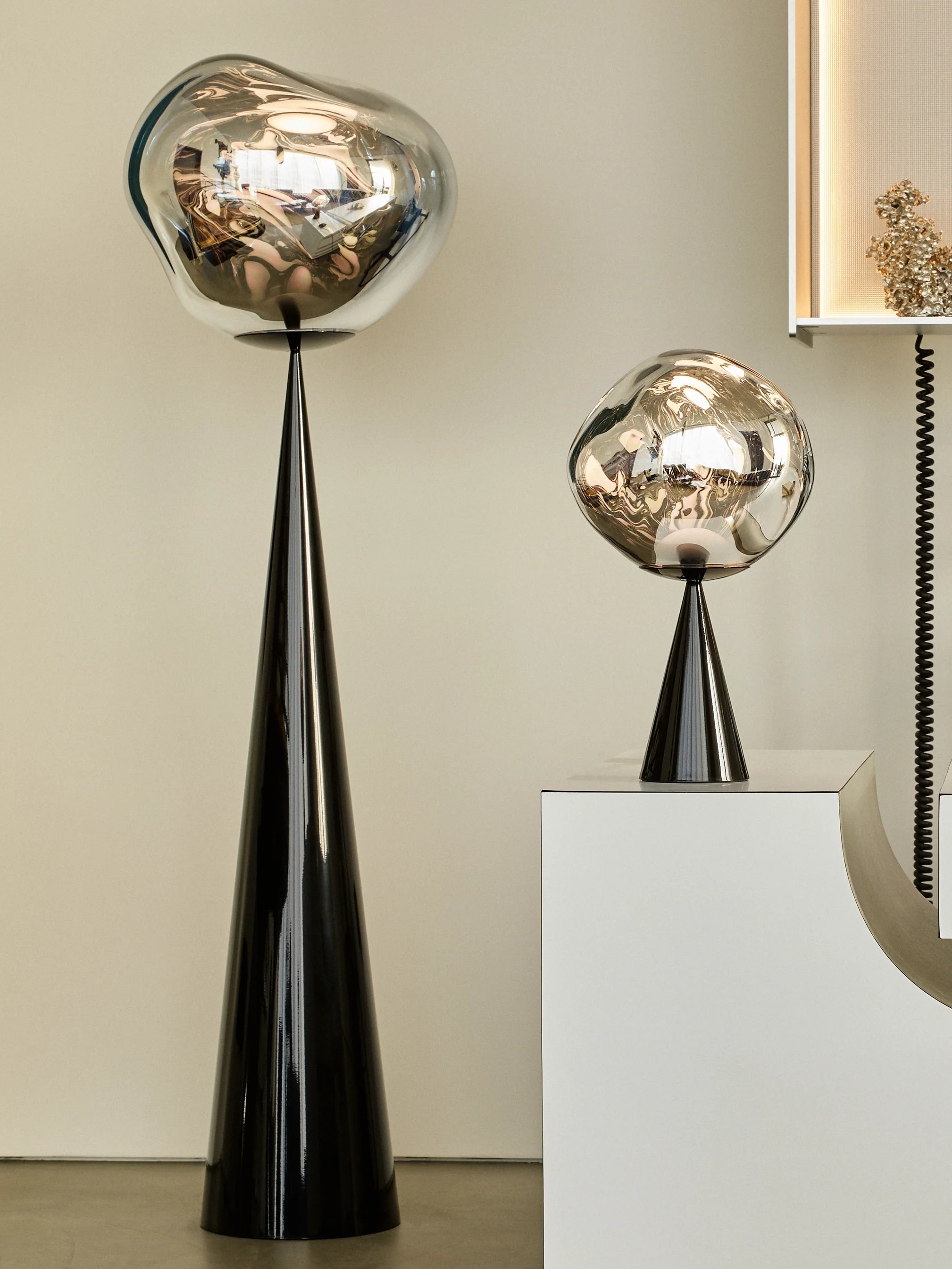 Melt Cone Floor Light Silver