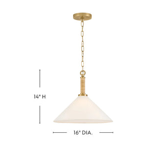 Cove Fabric Shade Pendant Brass