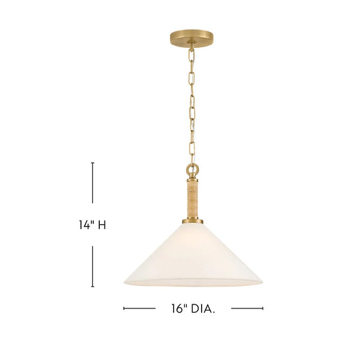 Cove Fabric Shade Pendant Brass