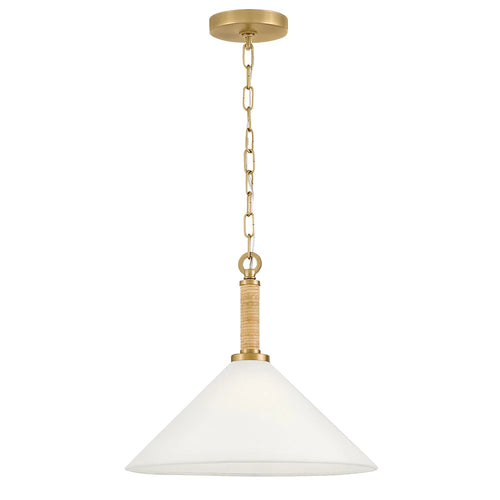 Cove Fabric Shade Pendant Brass