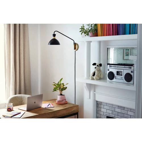 Simon Medium Single Sconce Black