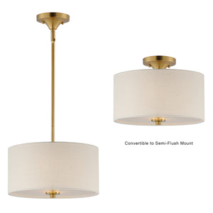 Bongo 2 Light Pendant/Semi Flush Mount Brass