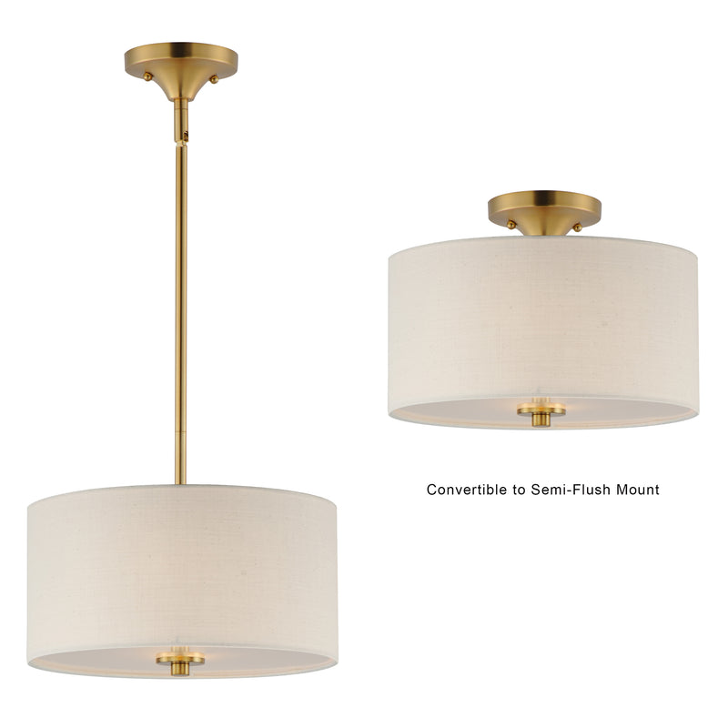 Bongo 2 Light Pendant/Semi Flush Mount Brass