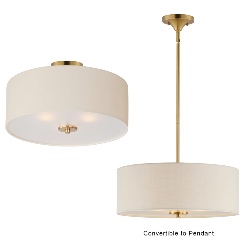 Bongo 3 Light Pendant/Semi Flush Mount Brass