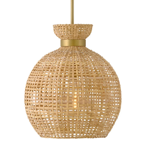 Effie Woven Shade Pendant Brass