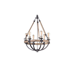 Lodge 6 Light Chandelier Oak/Bronze