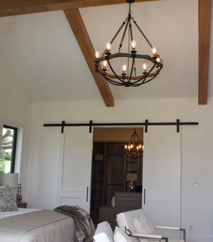 Lodge 6 Light Chandelier Oak/Bronze