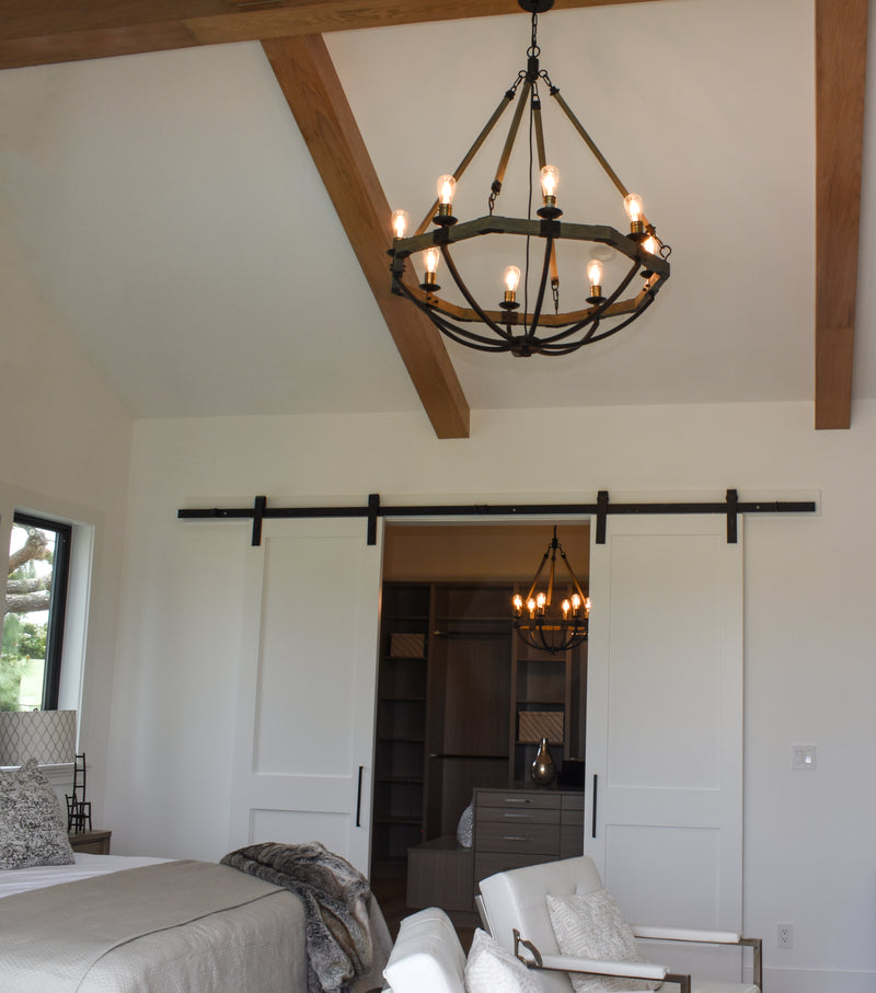 Lodge 6 Light Chandelier Oak/Bronze