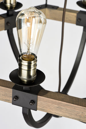 Lodge 6 Light Chandelier Oak/Bronze