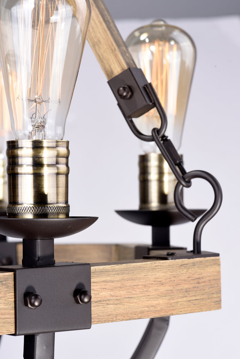 Lodge 6 Light Chandelier Oak/Bronze