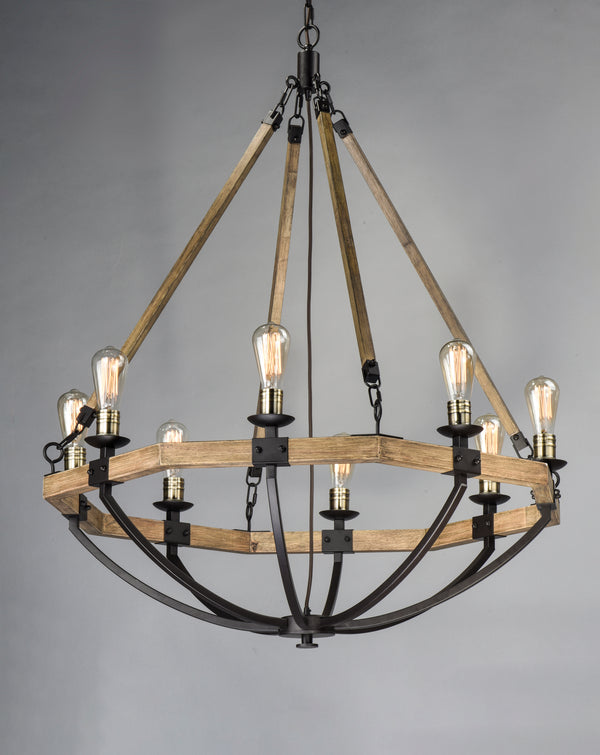 Lodge 8 Light Chandelier Oak/Bronze