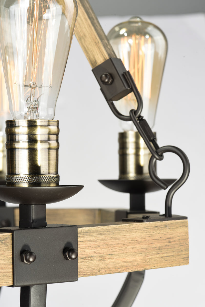 Lodge 8 Light Chandelier Oak/Bronze