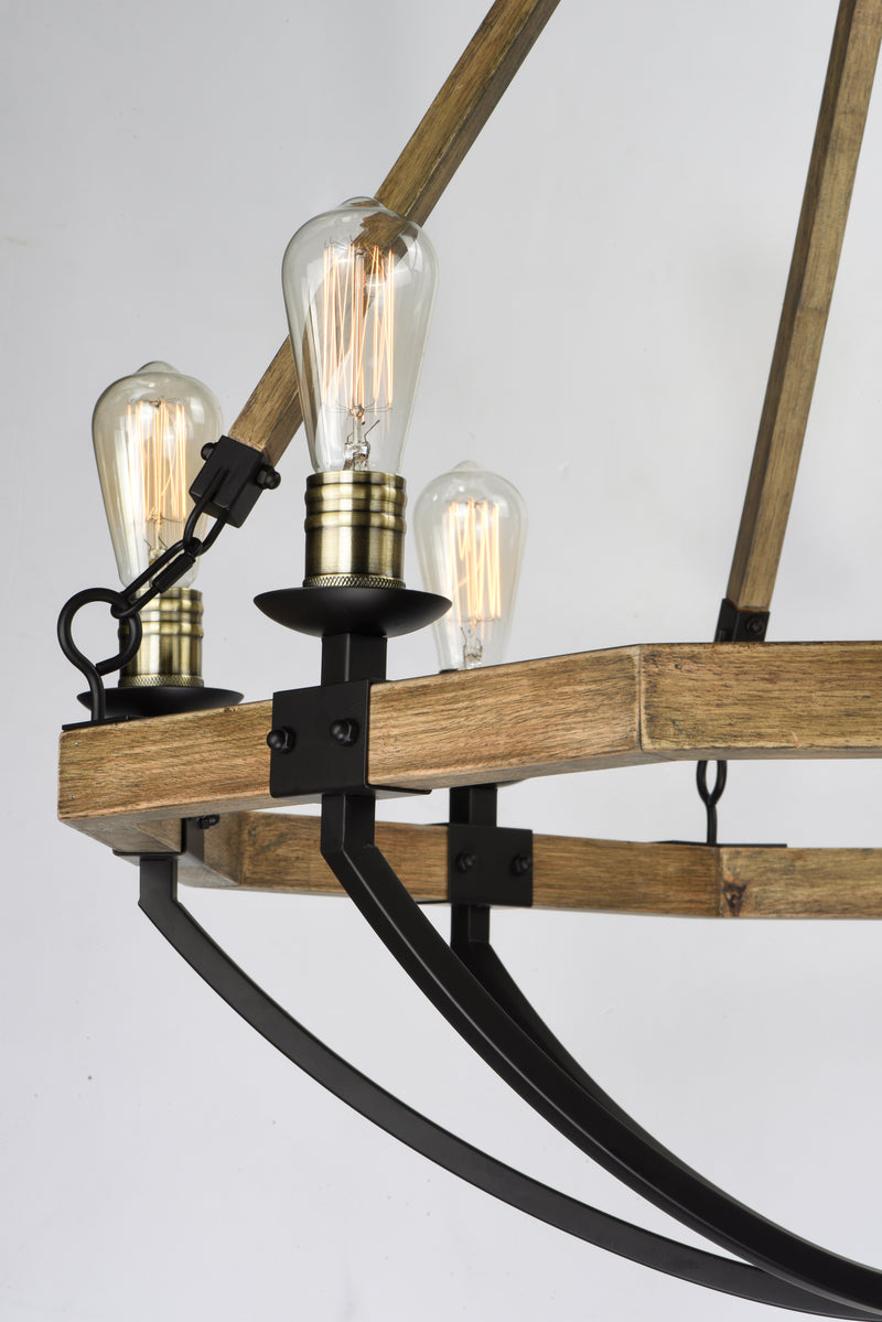 Lodge 8 Light Chandelier Oak/Bronze