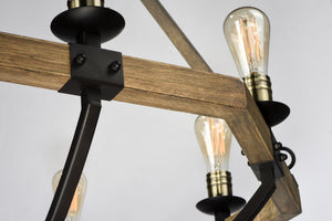 Lodge 8 Light Chandelier Oak/Bronze