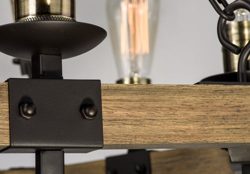 Lodge 8 Light Chandelier Oak/Bronze