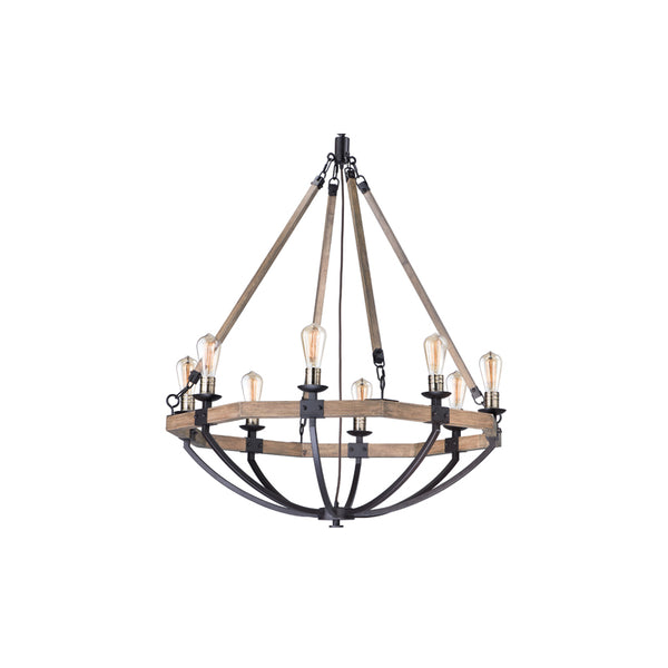 Lodge 8 Light Chandelier Oak/Bronze
