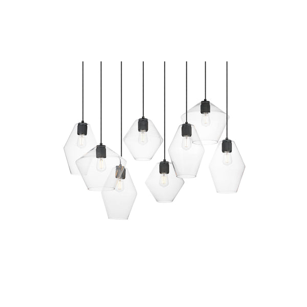 Geode 8 Light Pendant Black