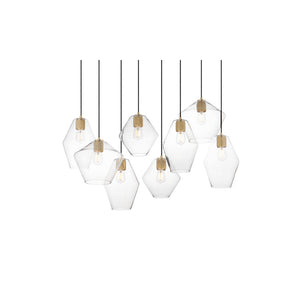 Geode 8 Light Pendant Brass
