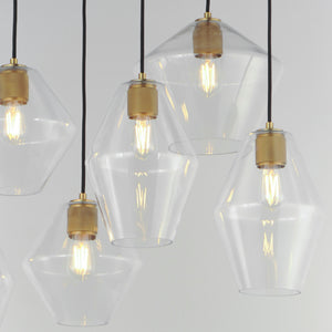 Geode 8 Light Pendant Brass
