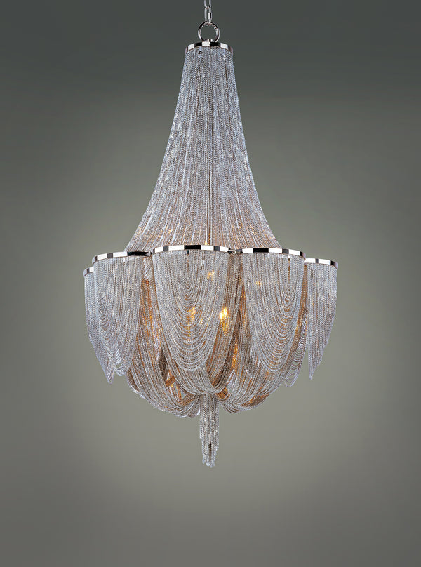 Chantilly 10 Light Chandelier Nickel