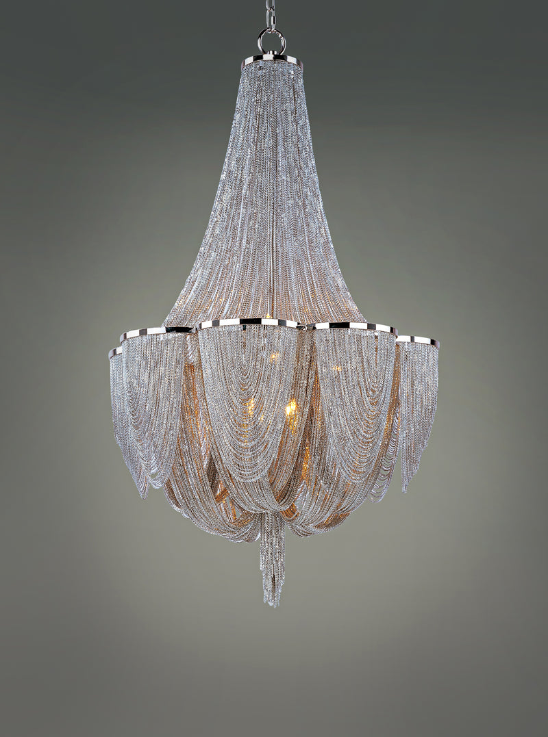 Chantilly 10 Light Chandelier Nickel