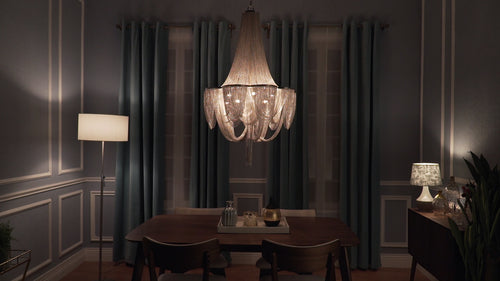 Chantilly 10 Light Chandelier Nickel