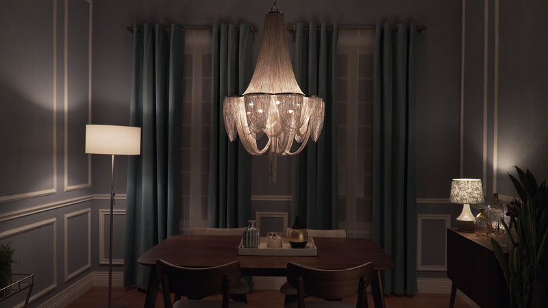 Chantilly 10 Light Chandelier Nickel