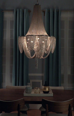 Chantilly 10 Light Chandelier Nickel