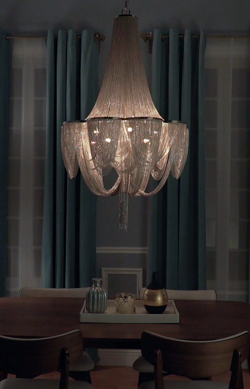 Chantilly 10 Light Chandelier Nickel