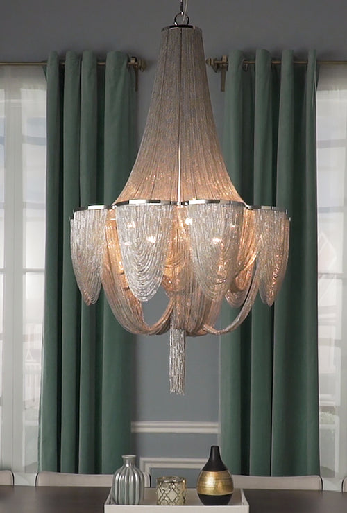 Chantilly 10 Light Chandelier Nickel