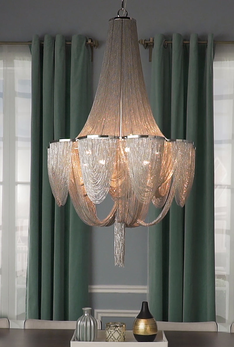 Chantilly 10 Light Chandelier Nickel