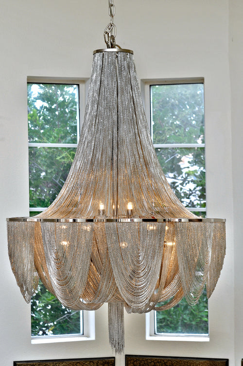 Chantilly 10 Light Chandelier Nickel