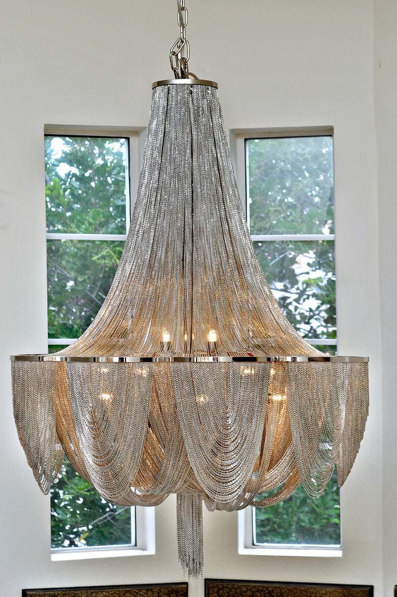 Chantilly 10 Light Chandelier Nickel