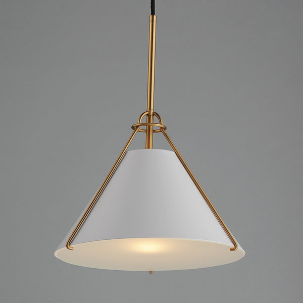 Lucas Single Pendant White/Brass