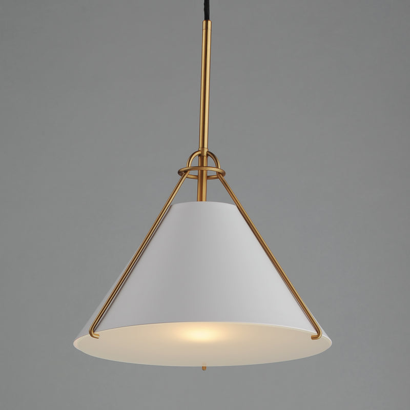 Lucas Single Pendant White/Brass
