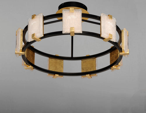 Radiant 9 Light Flush Mount Black/Gold