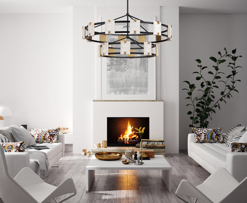 Radiant 20 Light Chandelier Black/Gold