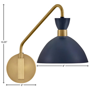 Simon Medium Single Sconce Matte Navy