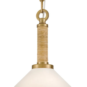 Cove Fabric Shade Pendant Brass