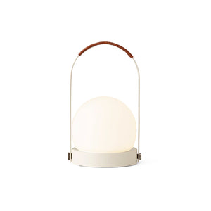 Carrie Portable Table Lamp Leather Handle/Ivory