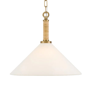 Cove Fabric Shade Pendant Brass