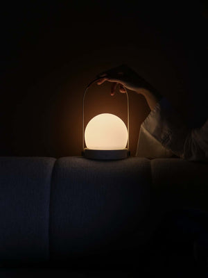 Carrie Portable Table Lamp Leather Handle/Ivory