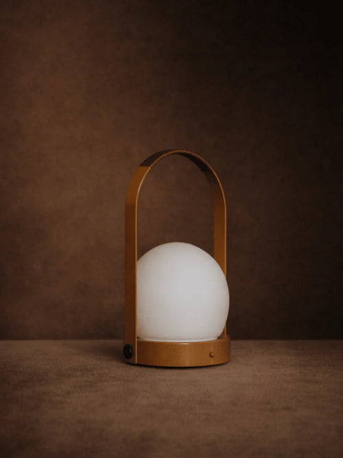 Carrie Portable Table Lamp Leather Handle/Golden