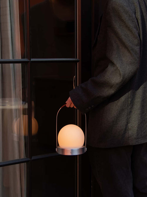 Carrie Portable Table Lamp Leather Handle/Aluminum